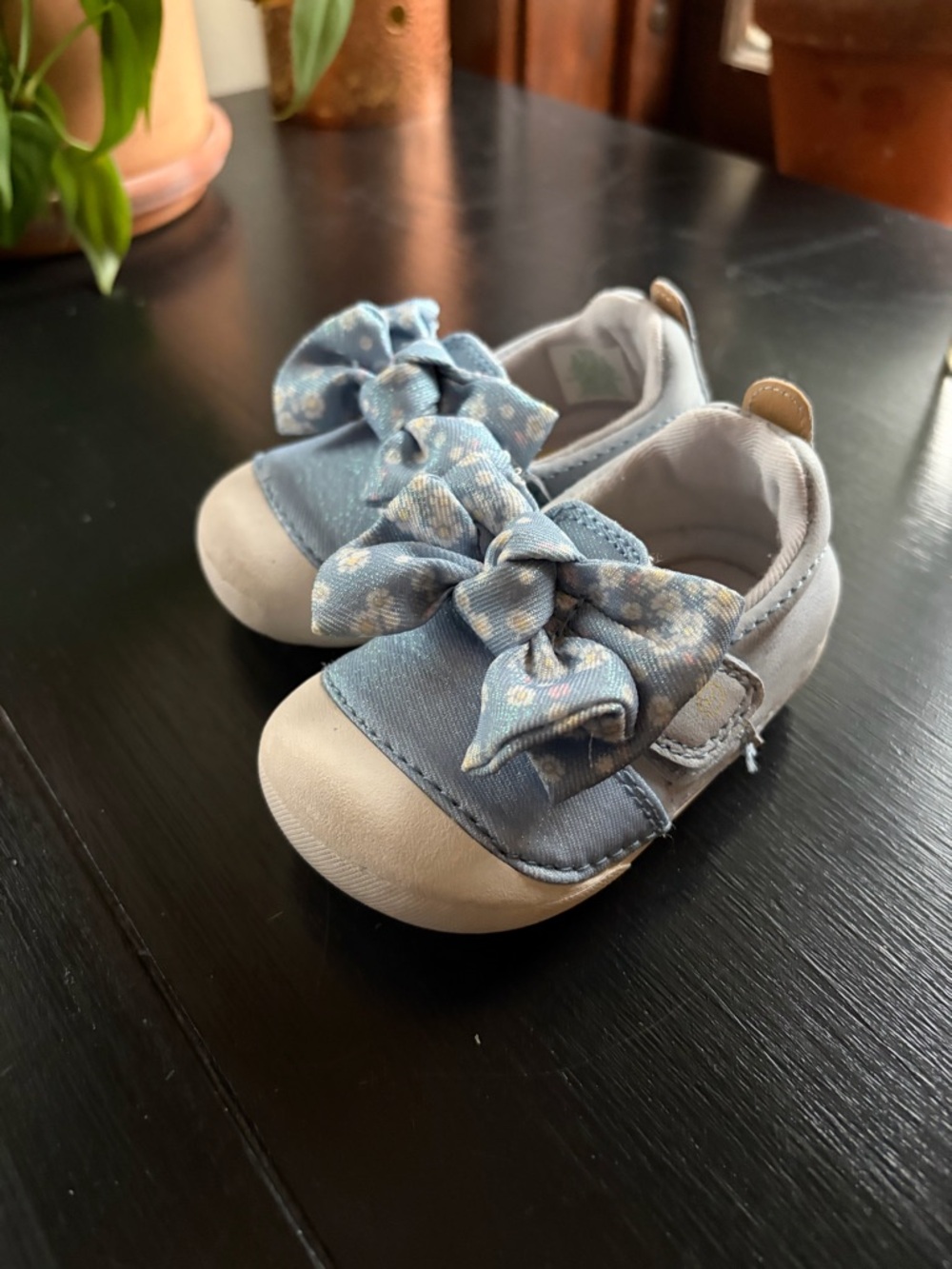Stride Rite Light Blue Bow Slip-On Baby Shoes
